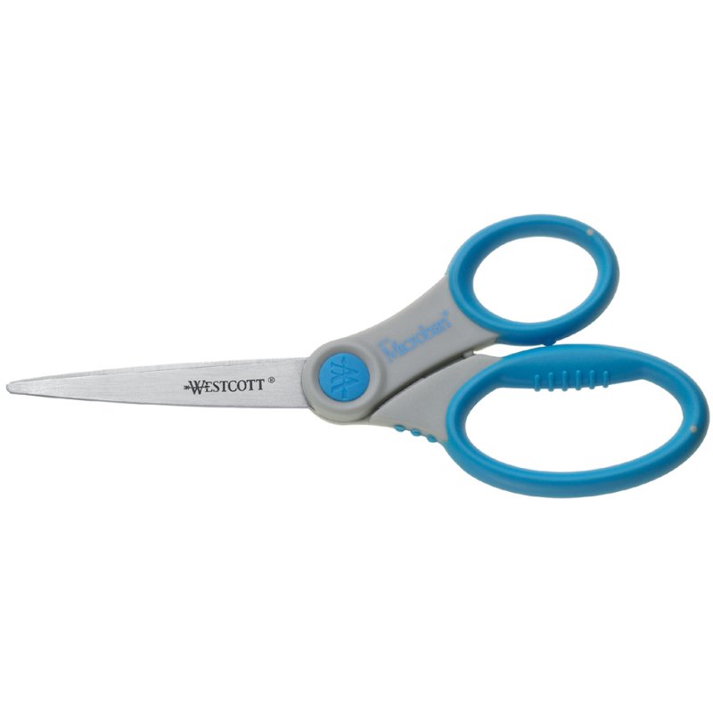 WESTCOTT ciseaux Microban Softgrip, 21 cm, gris/bleu